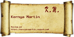 Kernya Martin névjegykártya